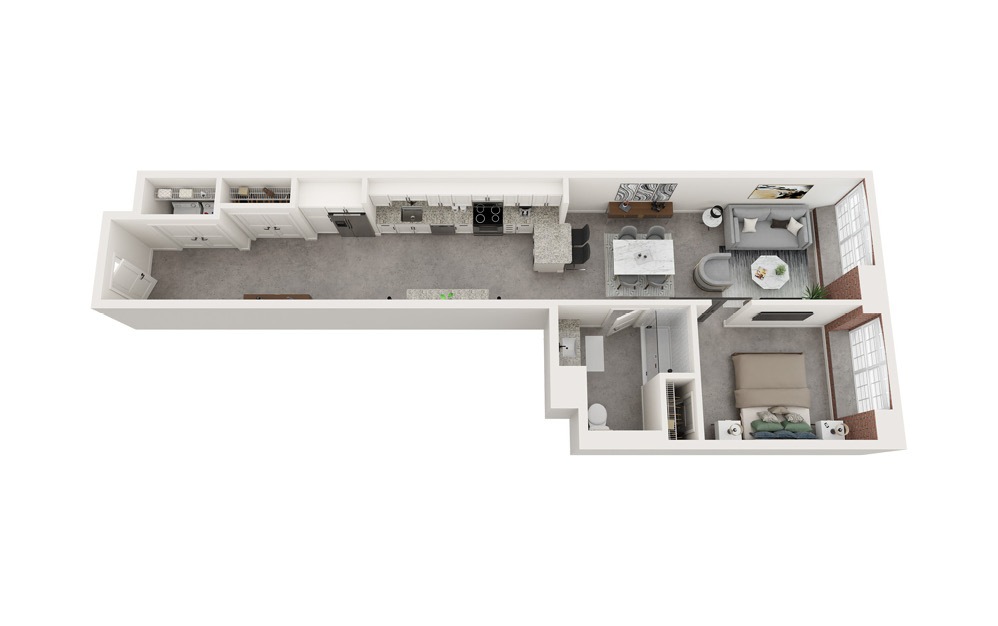 A2 - 1 bedroom floorplan layout with 1 bathroom and 834 - 849 square feet